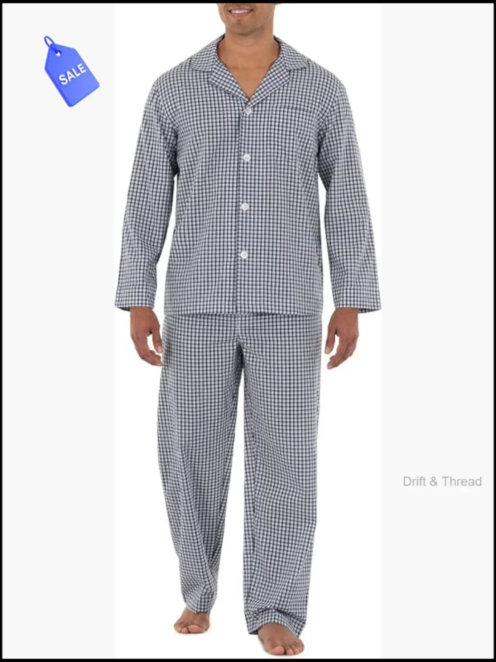 Men's 2-Piece Broadcloth Pajama Set, Long Sleeve Shirt & Pants, Relaxed Fit